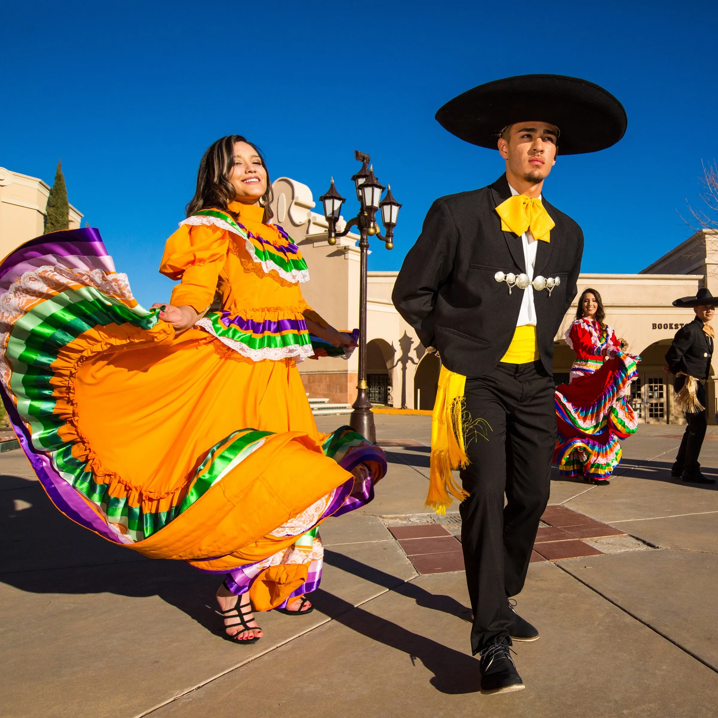 Couple in traditional charro and folklórico dress